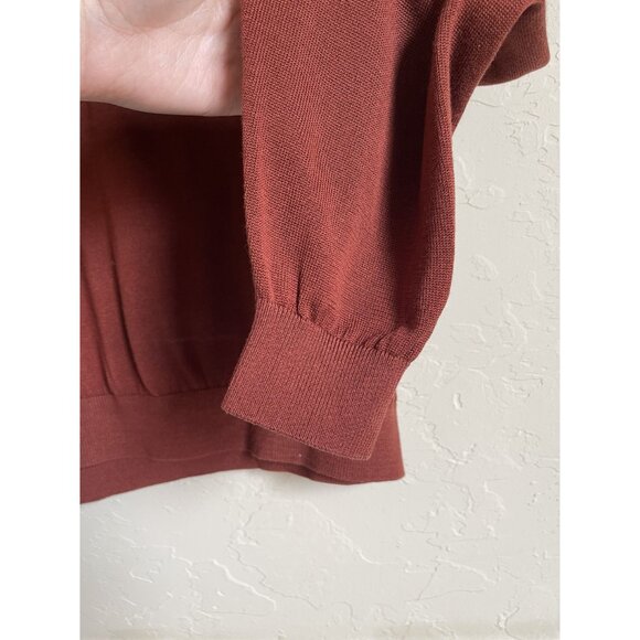 Pronto Uomo Size Large Rust Orange Mock Neck Knit Pullover Sweater 55/45 Silk Co - Picture 5 of 9